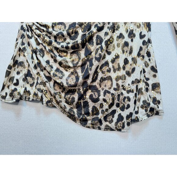 JBS Women's Ruched Top Stretch Size Large Multicolor Leopard Print Long Sleeve - Picture 6 of 11